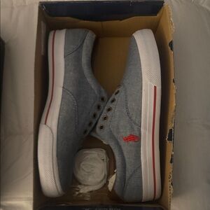 Polo Ralph Lauren Denim Blue Sneakers with Red Logo